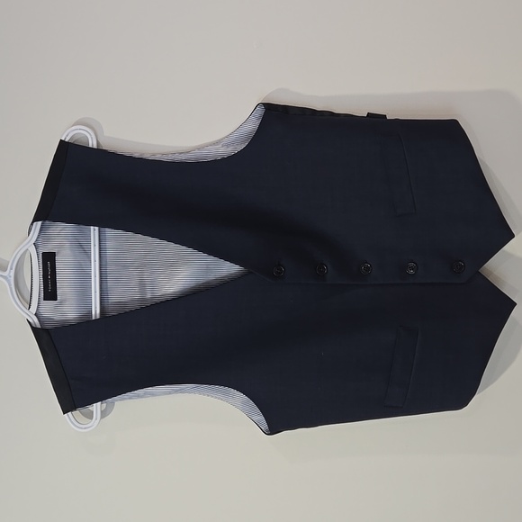 Tommy Hilfiger Sharkskin Slim Fit 100% Wool Navy Suit Vest Size M - Picture 2 of 9